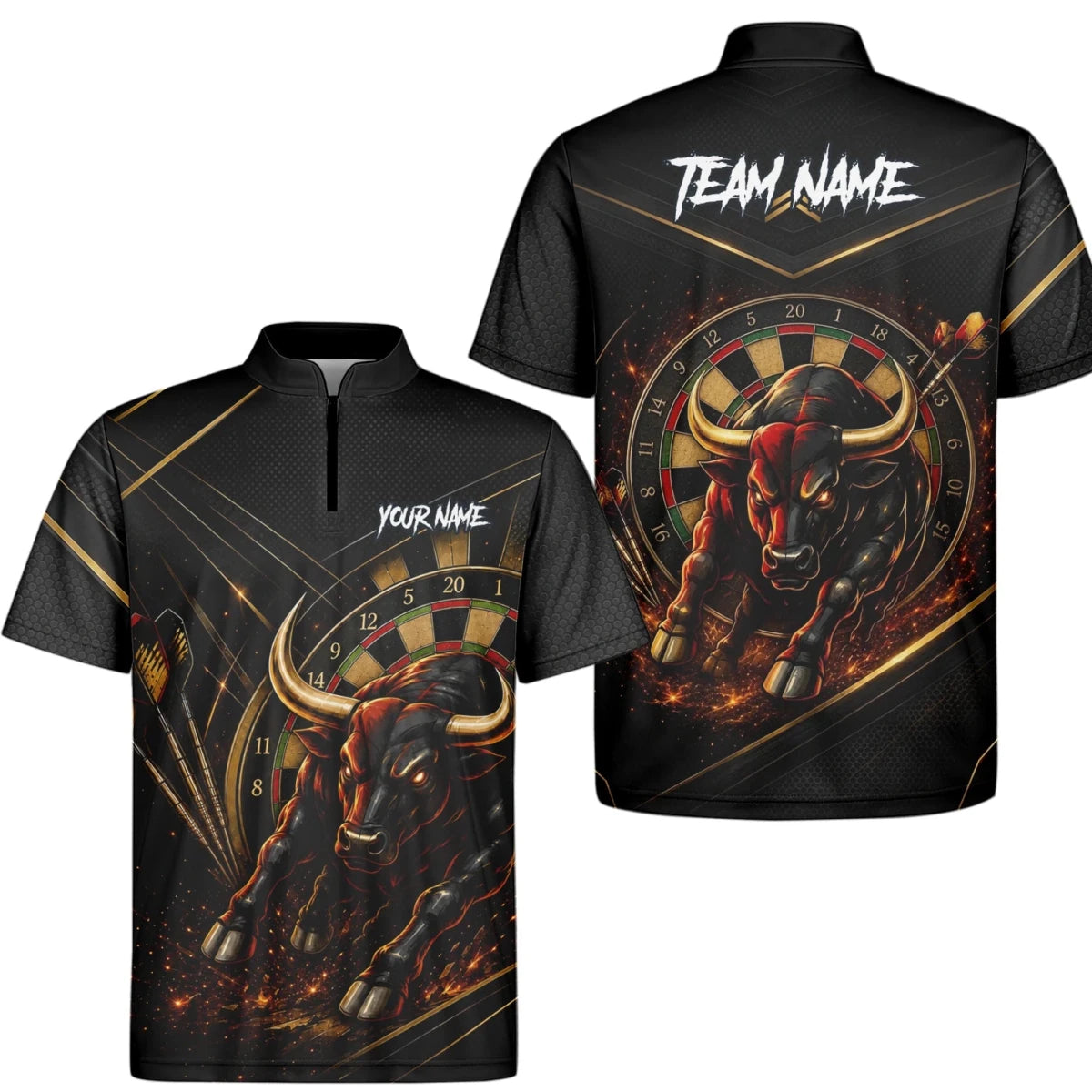 Personalisiertes Schwarz-goldenes Stier Dart Poloshirt für Herren K607 - Outfitsuche