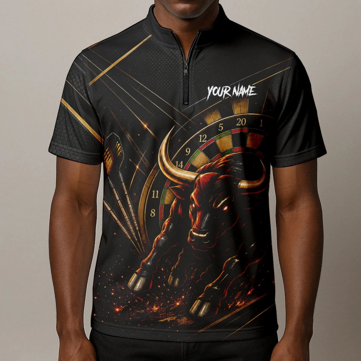 Personalisiertes Schwarz-goldenes Stier Dart Poloshirt für Herren K607 - Outfitsuche