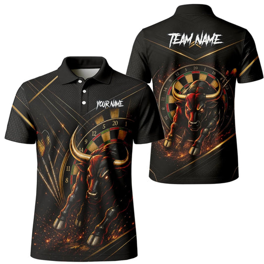 Personalisiertes Schwarz-goldenes Stier Dart Poloshirt für Herren K607 - Outfitsuche