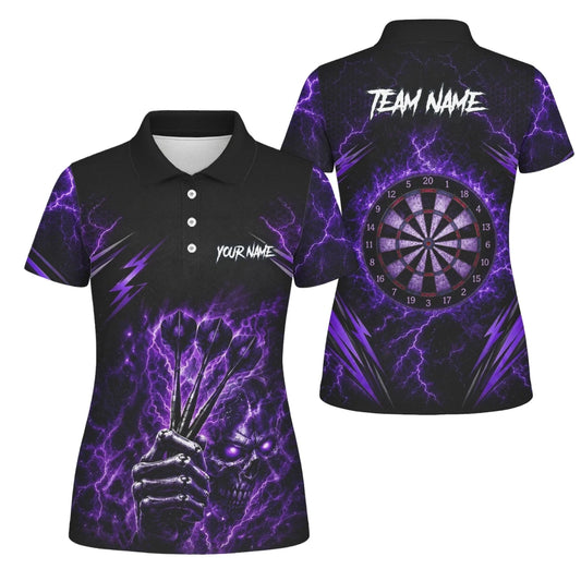 Personalisiertes Schwarz-lila Skeletthand-Dartshirt für Damen H822 - Outfitsuche
