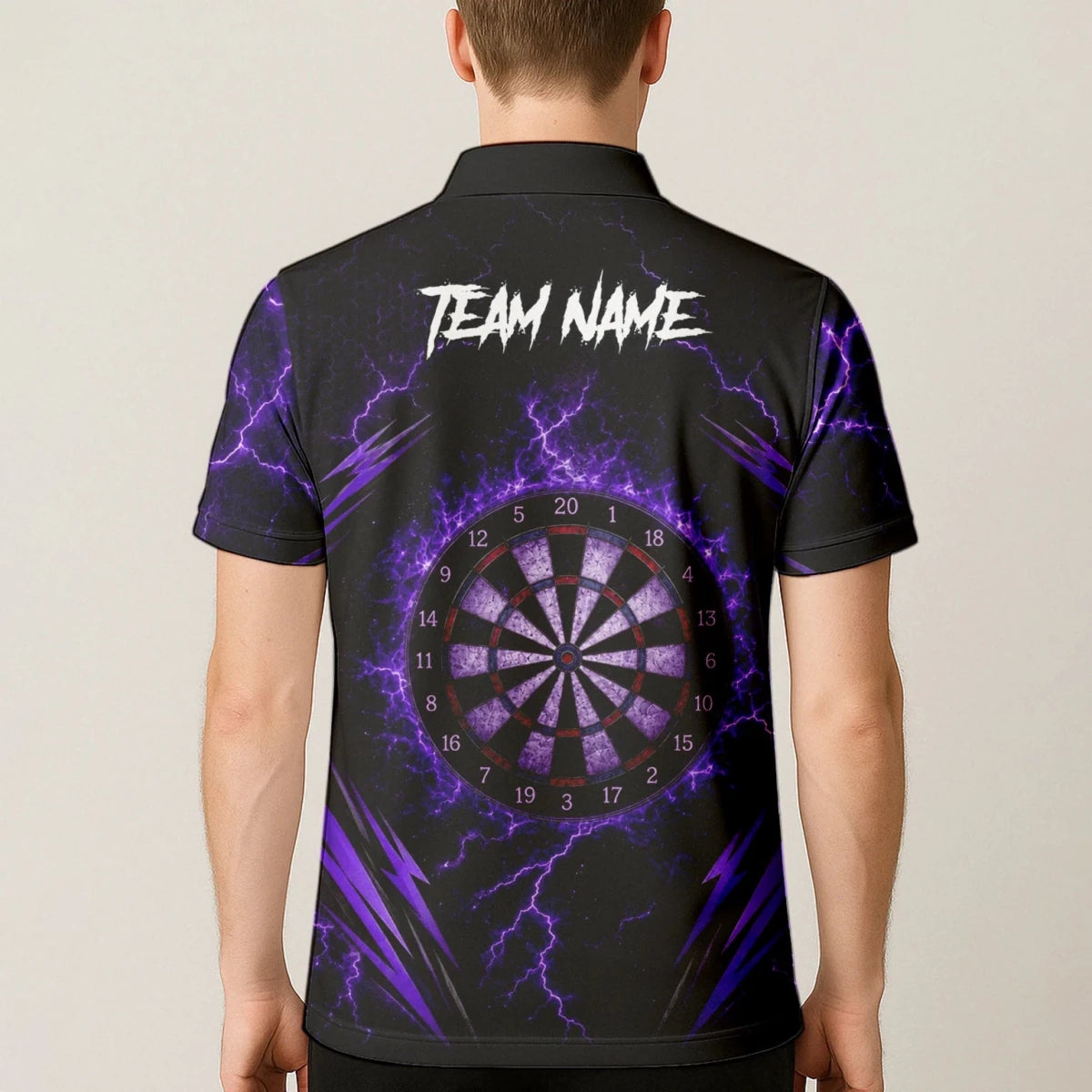 Personalisiertes Schwarz-lila Skeletthand-Dartshirt für Herren H822 - Outfitsuche