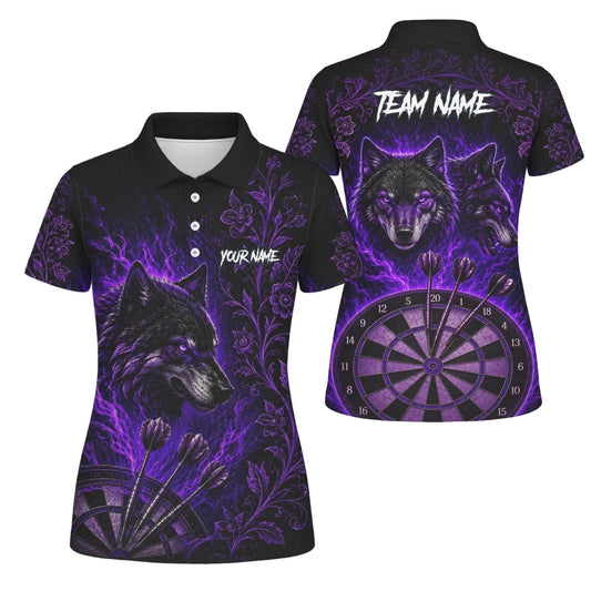 Personalisiertes Schwarz-lila Wolf-Dartboard Dartshirt für Damen J133 - Outfitsuche