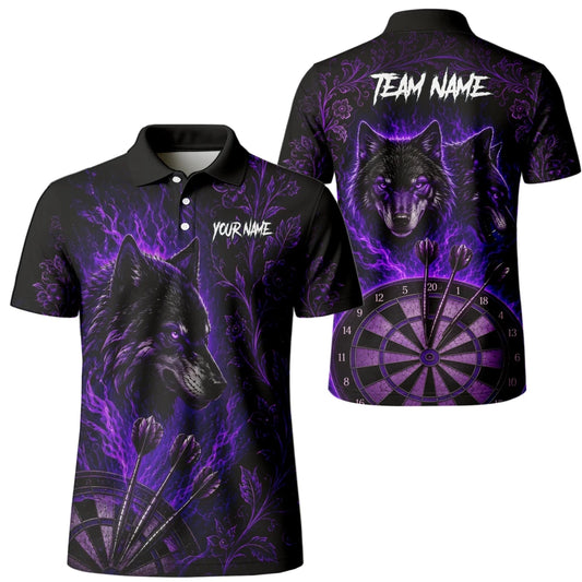 Personalisiertes Schwarz-lila Wolf-Dartboard Dartshirt für Herren J133 - Outfitsuche