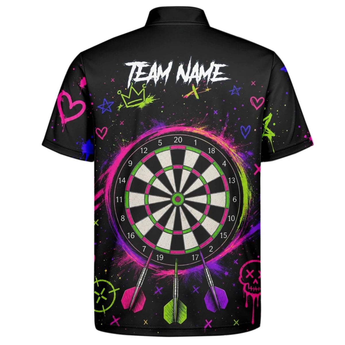 Personalisiertes Schwarz-neonfarbenes Sugar-Skull-Frauen-Dartshirt für Herren K745 - Outfitsuche