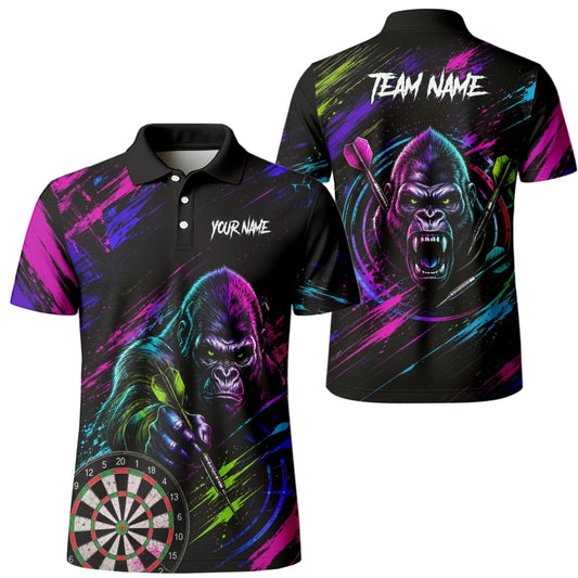 Personalisiertes Schwarz-pink-lila Gorilla-Dartshirt für Herren U874 - Outfitsuche