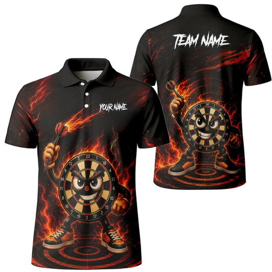 Personalisiertes Schwarz-rotes Flammen-Dartboard-Dartshirt für Herren W224 - Outfitsuche