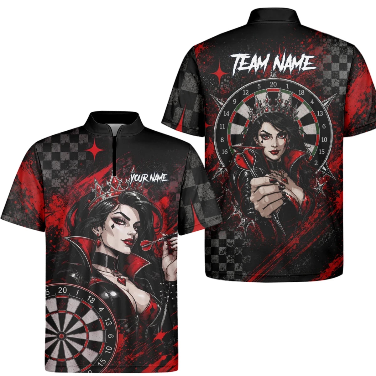 Personalisiertes Schwarz-rotes Herz-Dame-Dartshirt für Herren R803 - Outfitsuche
