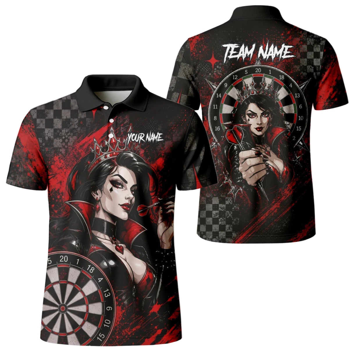 Personalisiertes Schwarz-rotes Herz-Dame-Dartshirt für Herren R803 - Outfitsuche