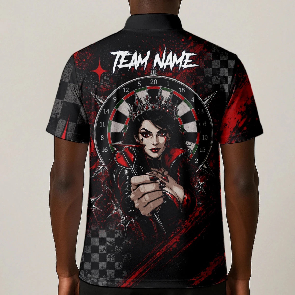 Personalisiertes Schwarz-rotes Herz-Dame-Dartshirt für Herren R803 - Outfitsuche