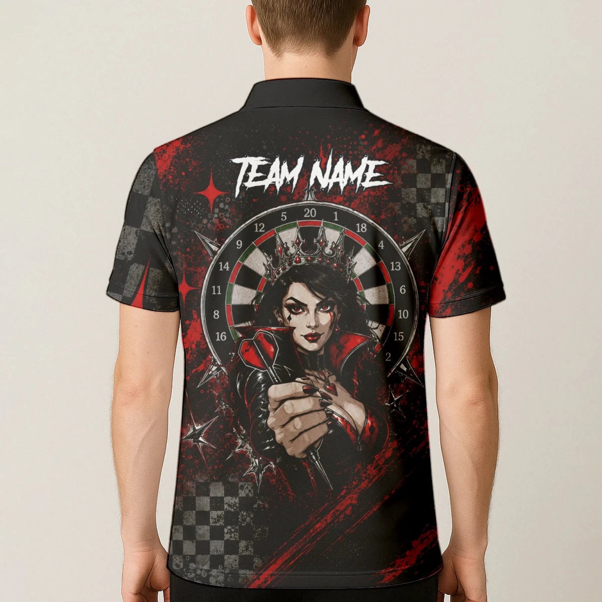 Personalisiertes Schwarz-rotes Herz-Dame-Dartshirt für Herren R803 - Outfitsuche