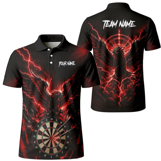 Personalisiertes Schwarz-rotes Phönix-Blitz-Dartboard Dartshirt für Herren J120 - Outfitsuche