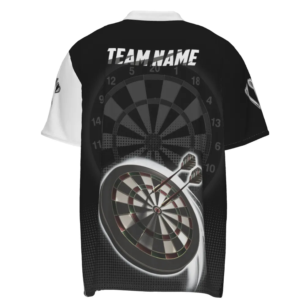 Personalisiertes Schwarz-Weißes 3D Herren Darts Polo Shirt, individuell anpassbares cooles Darts Team Trikot für Männer x189 grey - Outfitsuche