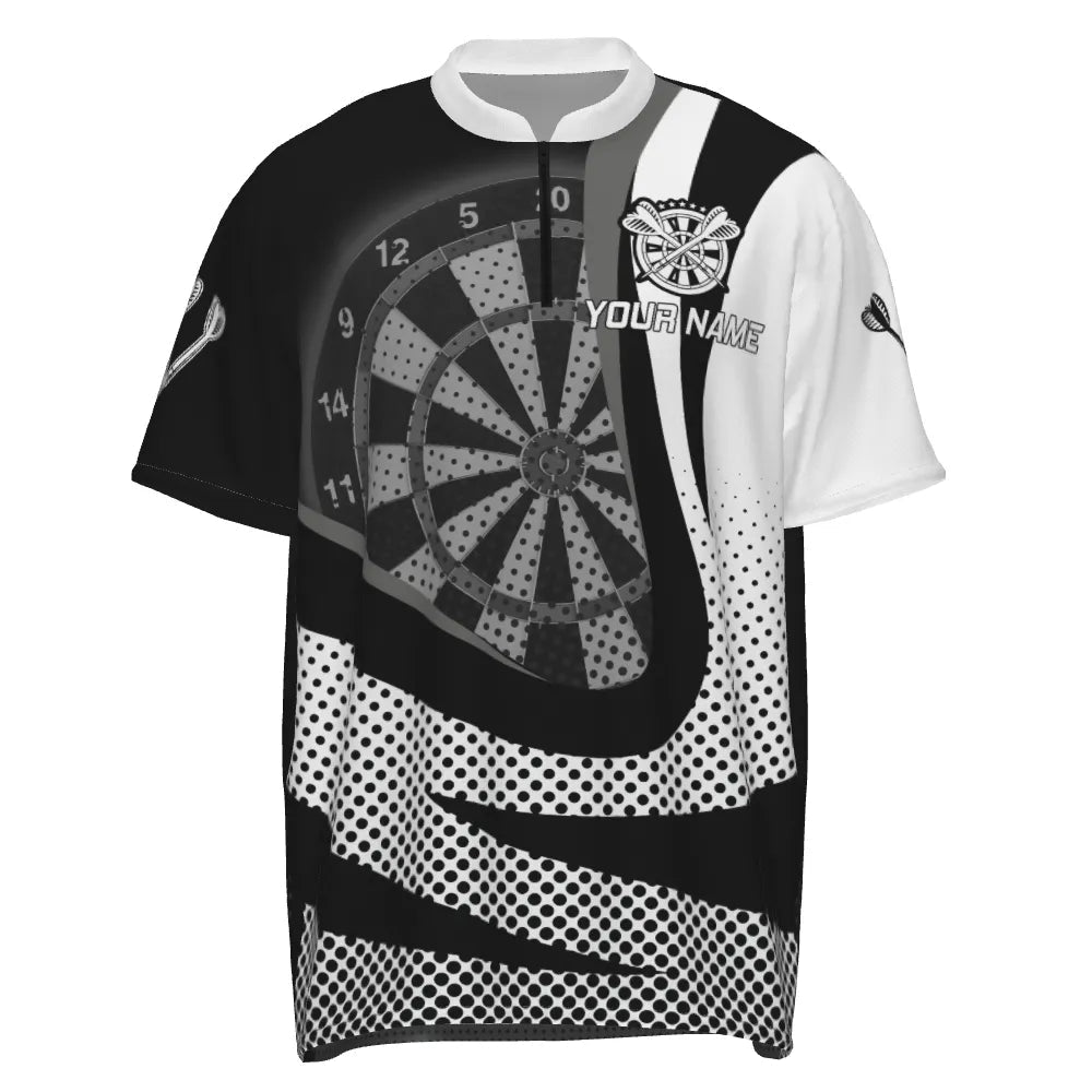 Personalisiertes Schwarz-Weißes 3D Herren Darts Polo Shirt, individuell anpassbares cooles Darts Team Trikot für Männer x189 grey - Outfitsuche