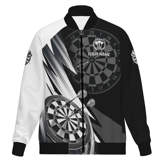 Personalisiertes Schwarz-Weißes Herren Darts Jacke, individuell anpassbares cooles Darts Jacke für Männer, Team Jacke O5645 - Outfitsuche