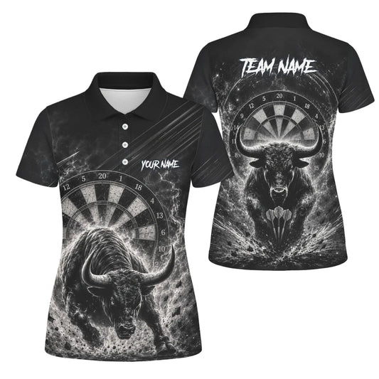 Personalisiertes Schwarz-weißes Stierkopf-Dartshirt für Damen V420 - Outfitsuche
