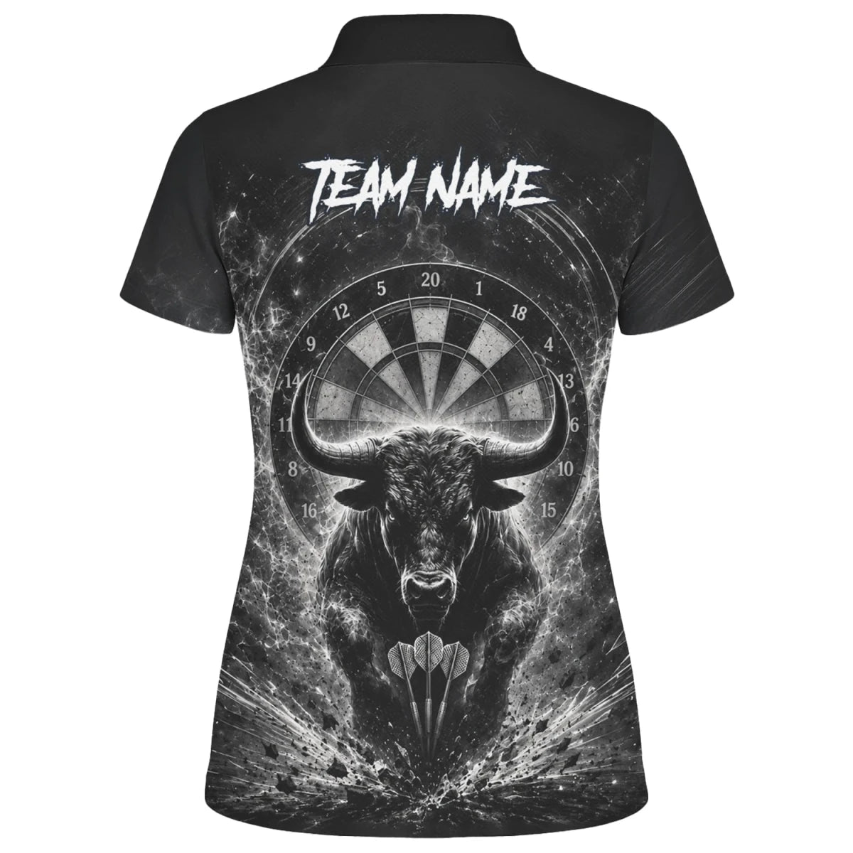 Personalisiertes Schwarz-weißes Stierkopf-Dartshirt für Damen V420 - Outfitsuche