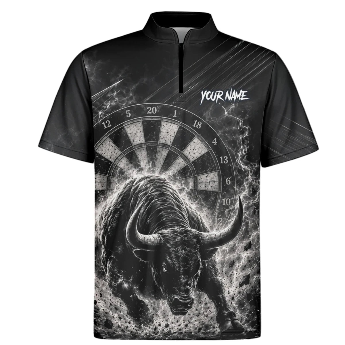 Personalisiertes Schwarz-weißes Stierkopf-Dartshirt für Herren V420 - Outfitsuche