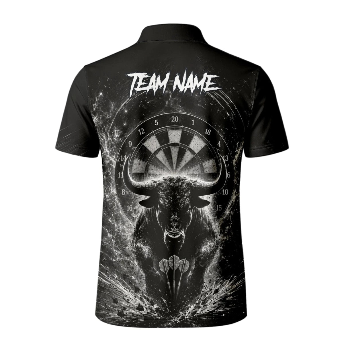 Personalisiertes Schwarz-weißes Stierkopf-Dartshirt für Herren V420 - Outfitsuche