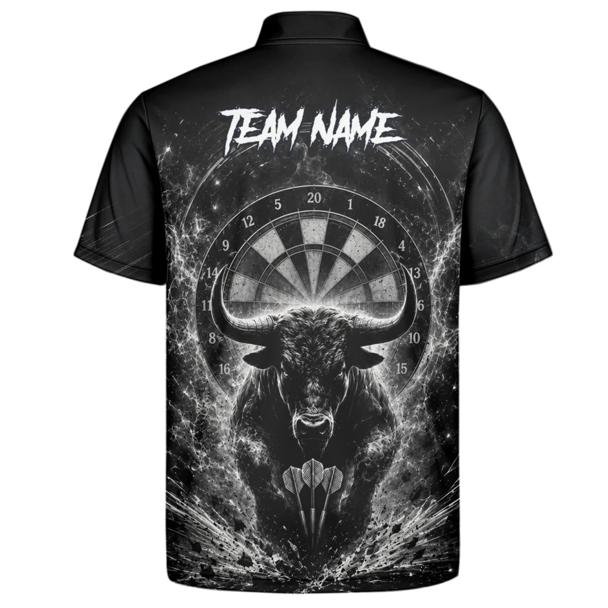 Personalisiertes Schwarz-weißes Stierkopf-Dartshirt für Herren V420 - Outfitsuche