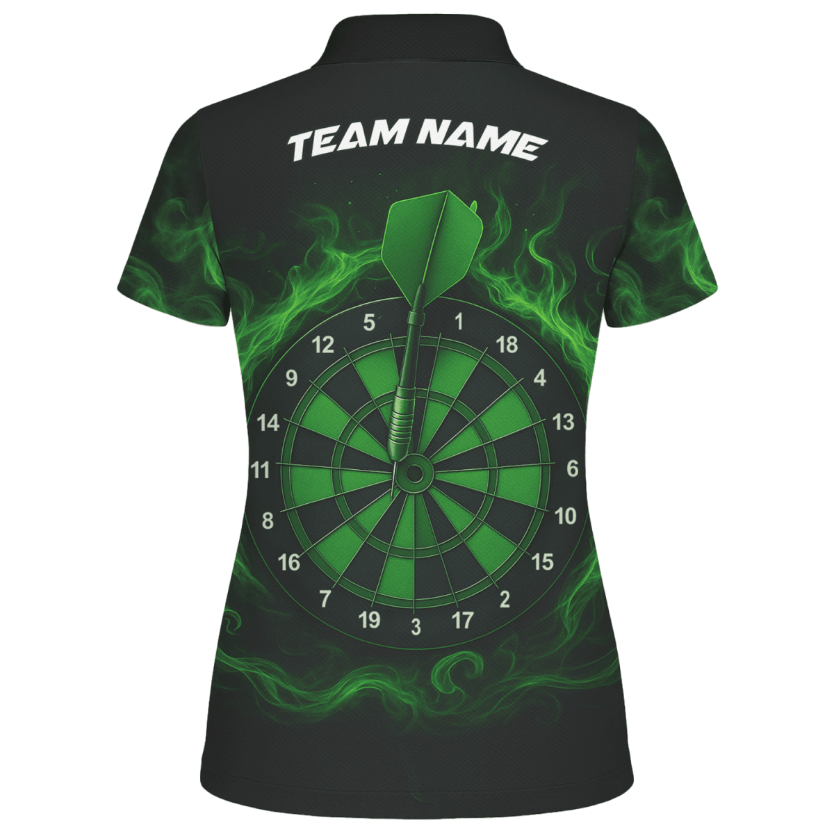 Personalisiertes Schwarzes Damen Dart - Shirt mit blauem Drachenflammen - Motiv U7656 - Outfitsuche