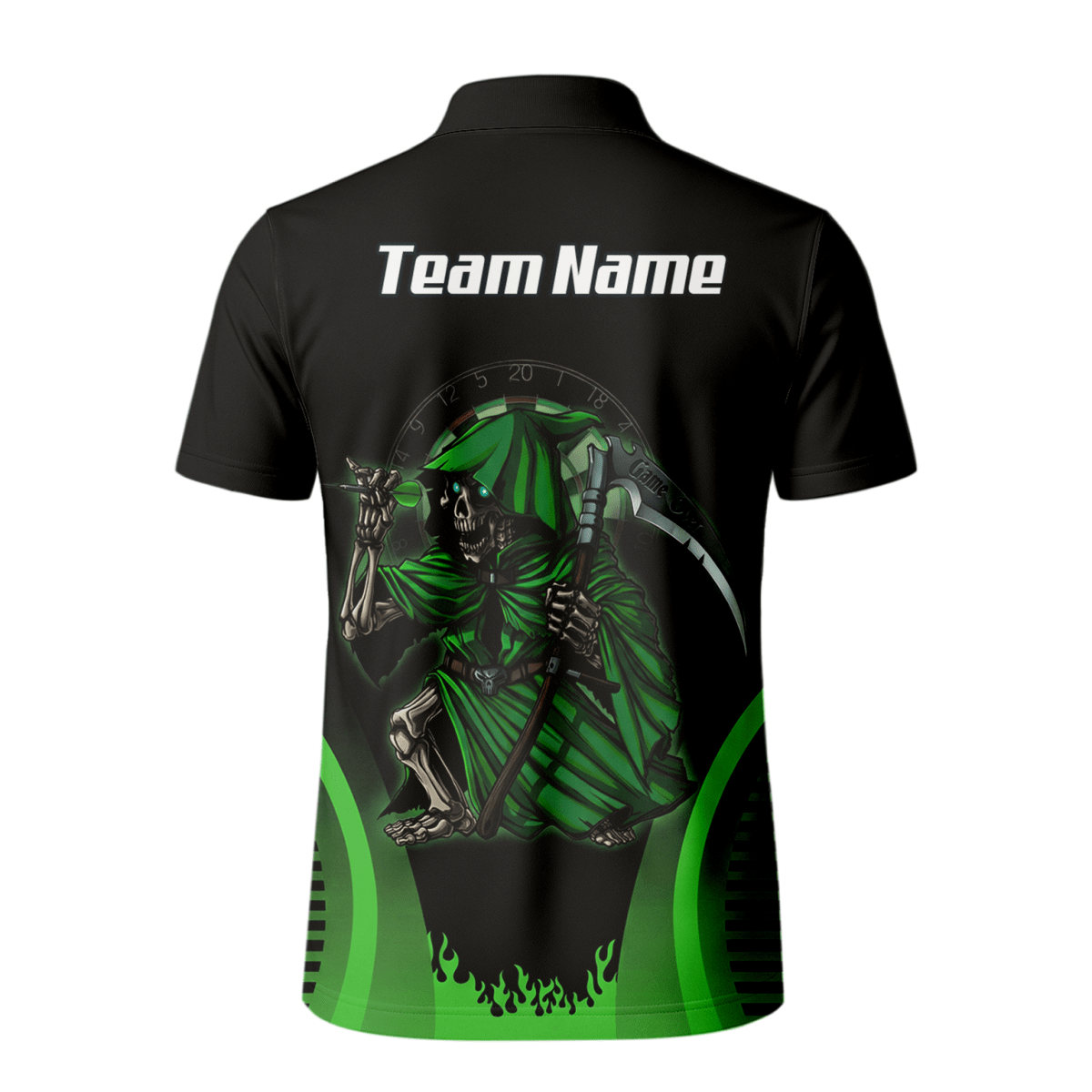 Personalisiertes Sensenmann Dart - Trikot Polo mit Reißverschluss Schwarz - Grün für Herren B4487 - Outfitsuche
