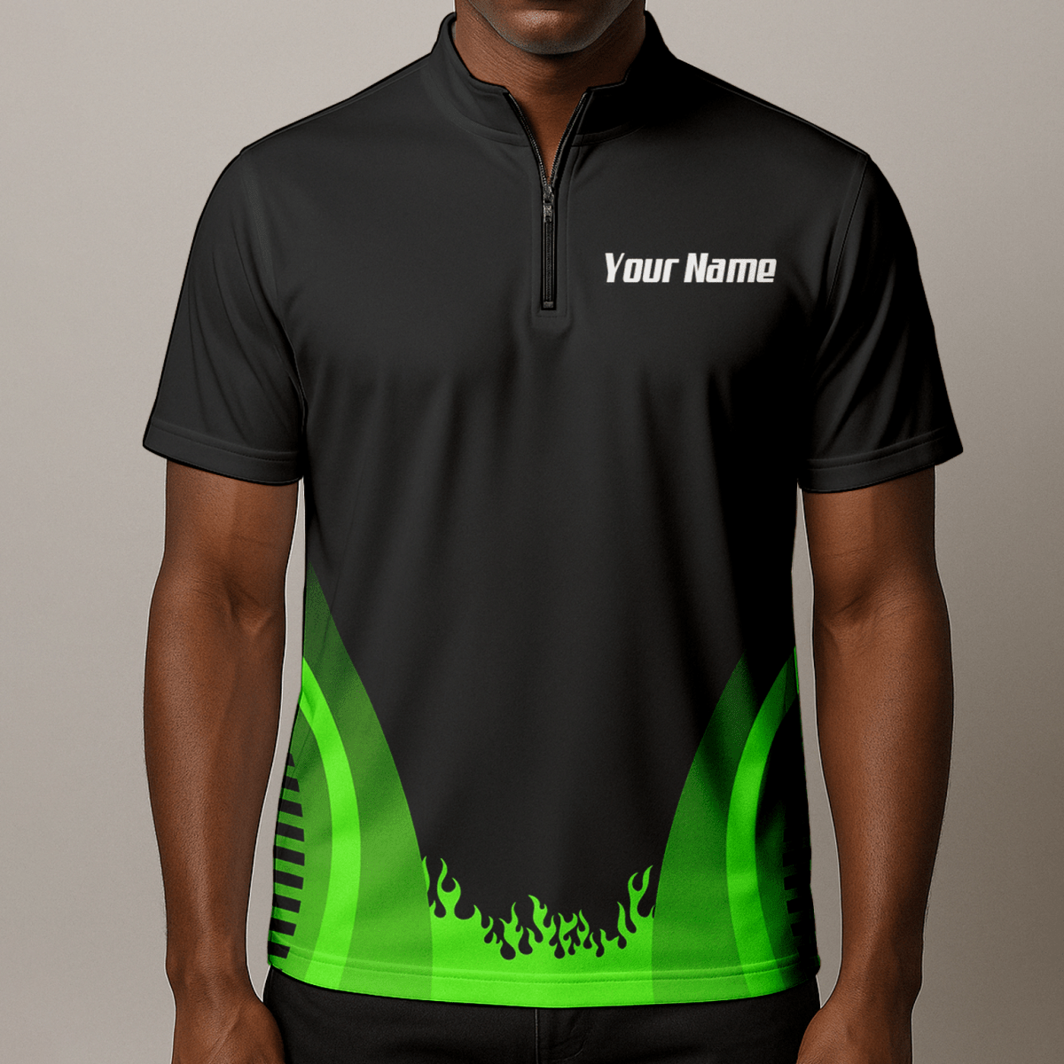 Personalisiertes Sensenmann Dart - Trikot Polo mit Reißverschluss Schwarz - Grün für Herren B4487 - Outfitsuche