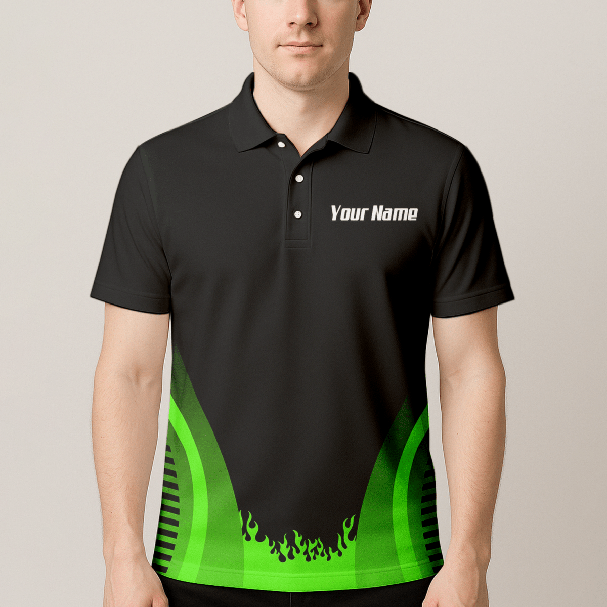 Personalisiertes Sensenmann Dart - Trikot Polo mit Reißverschluss Schwarz - Grün für Herren B4487 - Outfitsuche