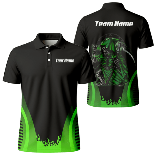 Personalisiertes Sensenmann Dart - Trikot Polo mit Reißverschluss Schwarz - Grün für Herren B4487 - Outfitsuche