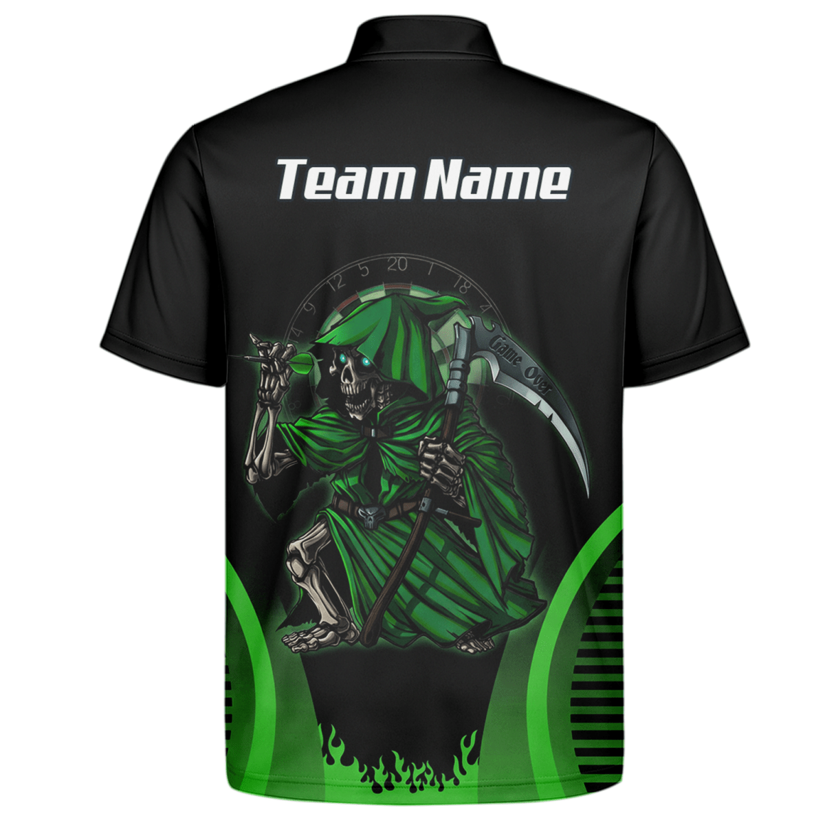 Personalisiertes Sensenmann Dart - Trikot Polo mit Reißverschluss Schwarz - Grün für Herren B4487 - Outfitsuche