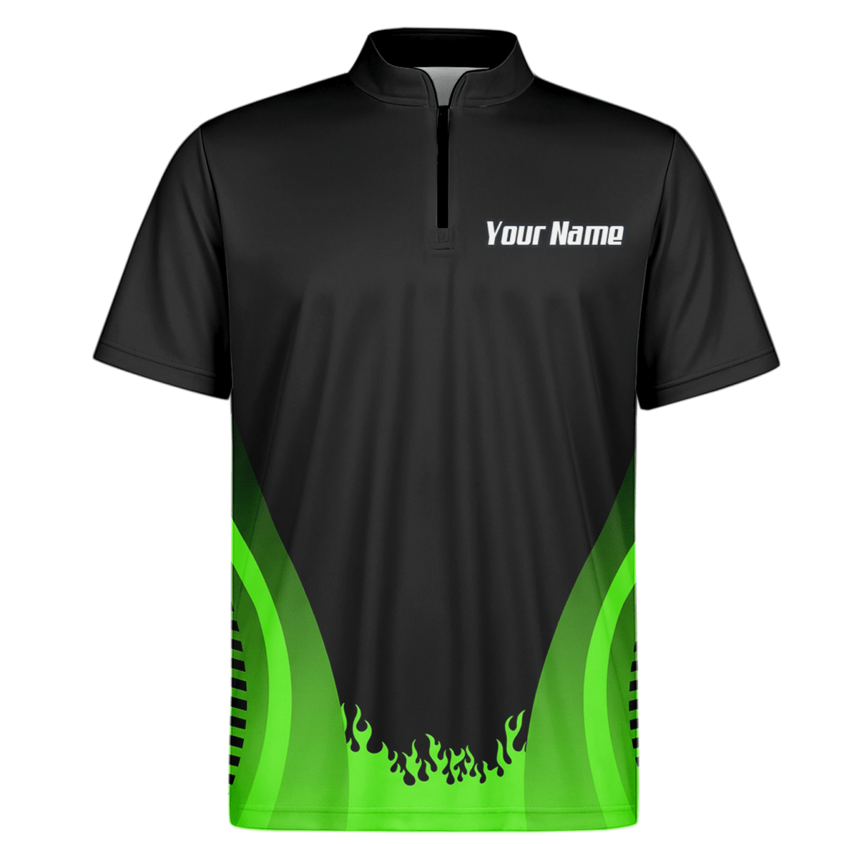 Personalisiertes Sensenmann Dart - Trikot Polo mit Reißverschluss Schwarz - Grün für Herren B4487 - Outfitsuche