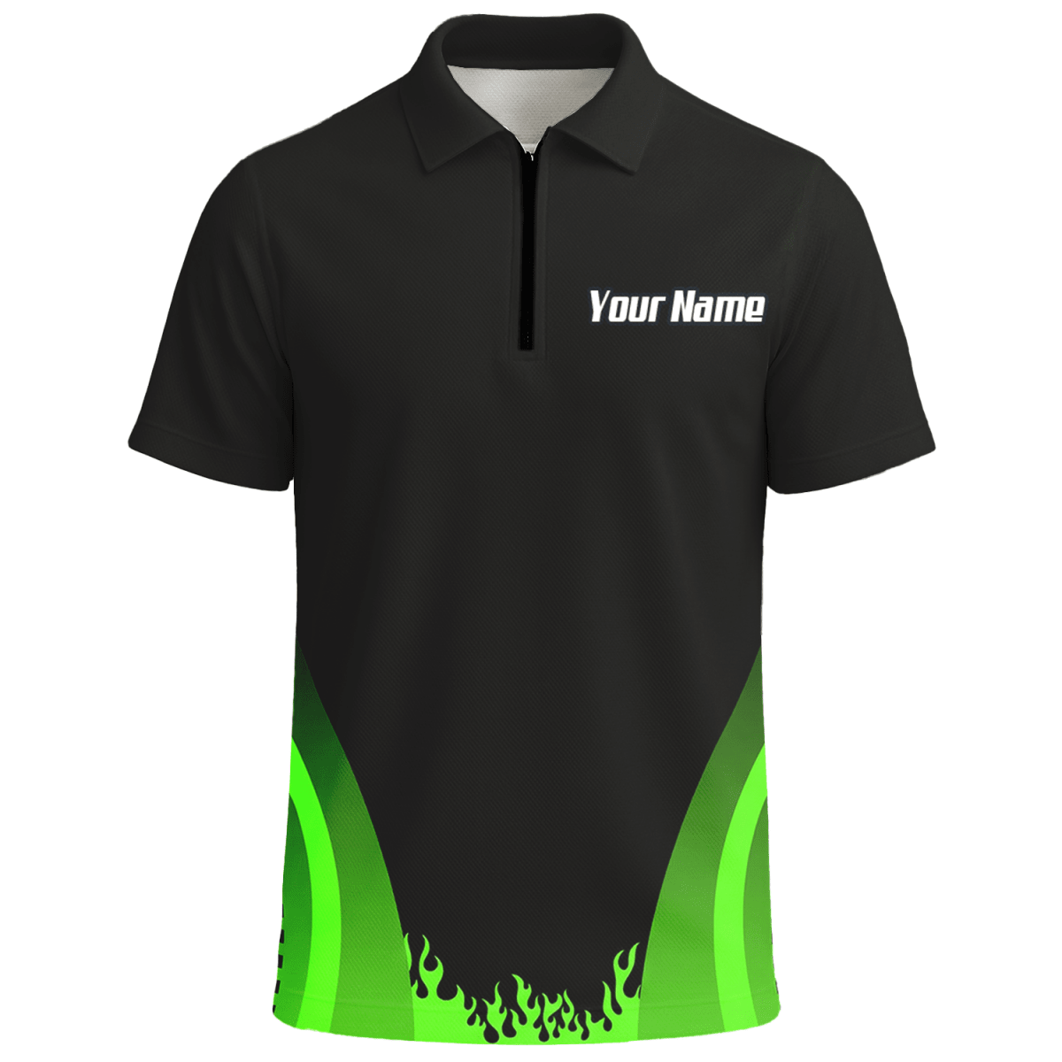 Personalisiertes Sensenmann Dart - Trikot Polo mit Reißverschluss Schwarz - Grün für Herren B4487 - Outfitsuche