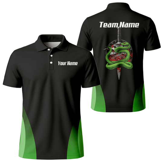 Personalisiertes Snake Assassin Dart - Trikot Polo mit Reißverschluss Schwarz - Grün für Herren T9880 - Outfitsuche