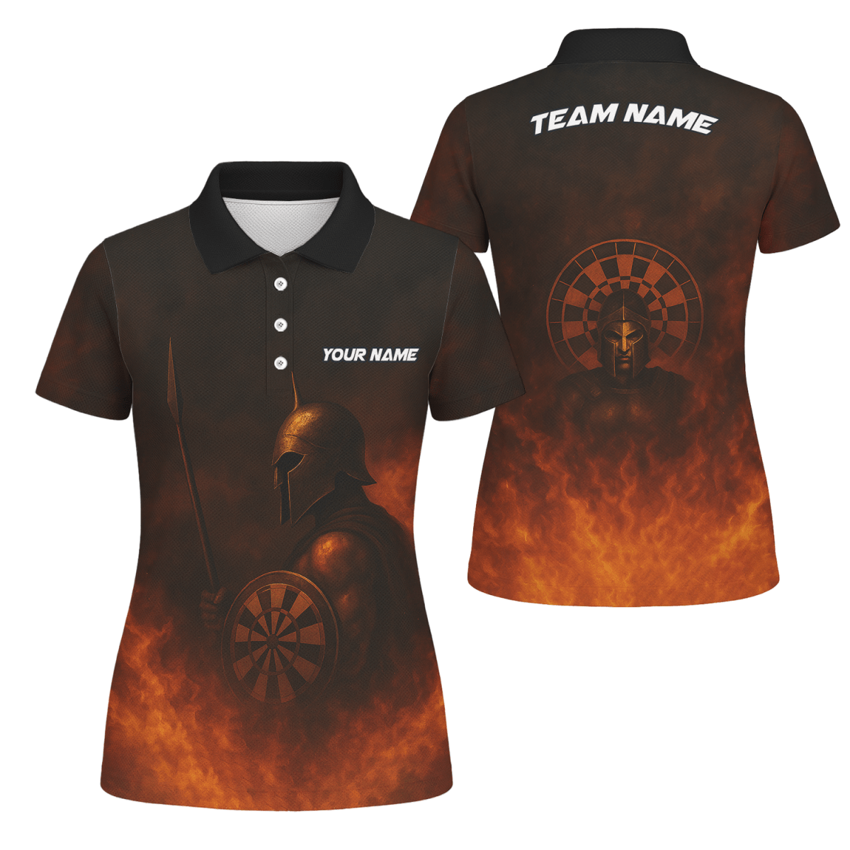 Personalisiertes Spartan Feuerpfeile Polo - Shirt Schwarz Rot Für Damen J3958 - Outfitsuche