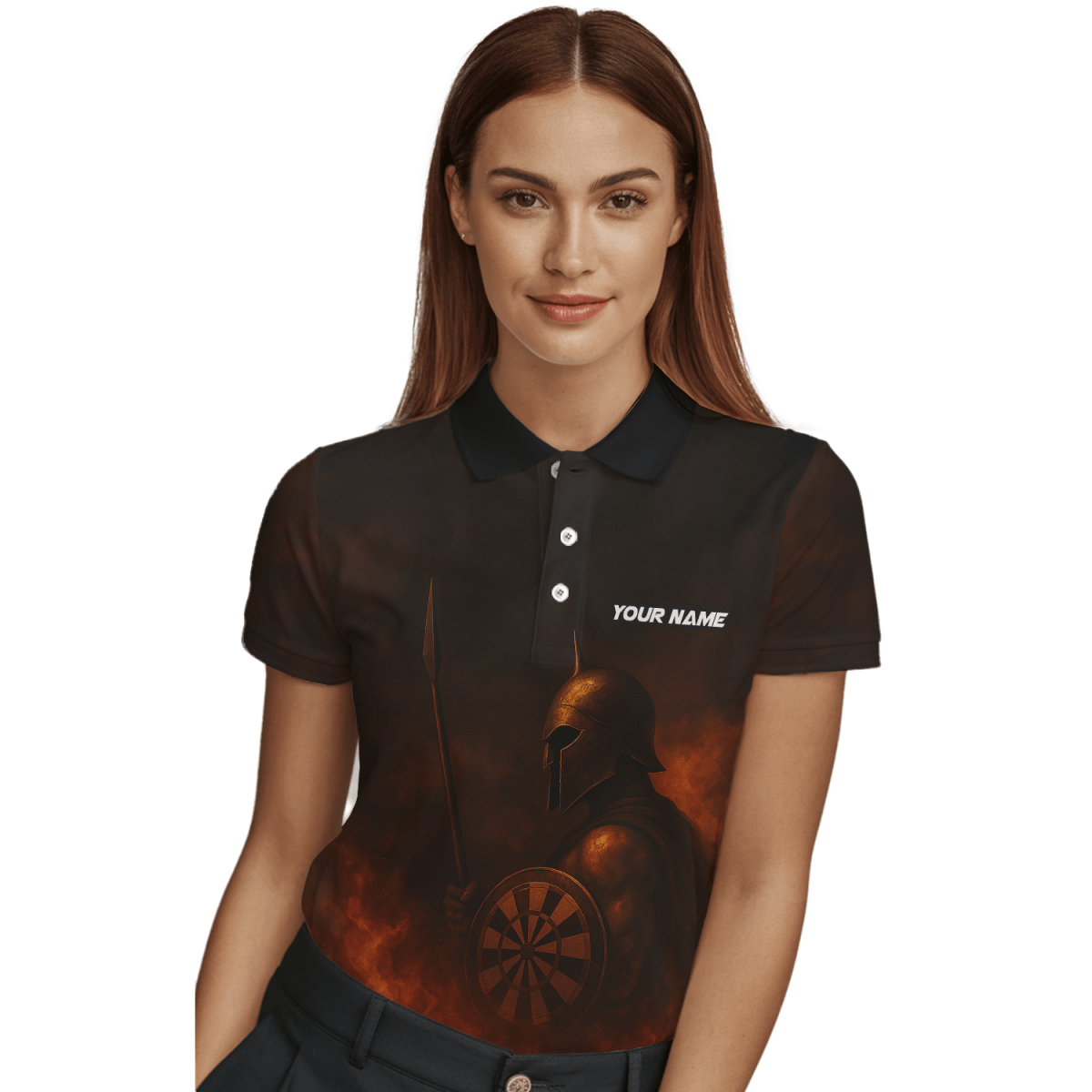 Personalisiertes Spartan Feuerpfeile Polo - Shirt Schwarz Rot Für Damen J3958 - Outfitsuche