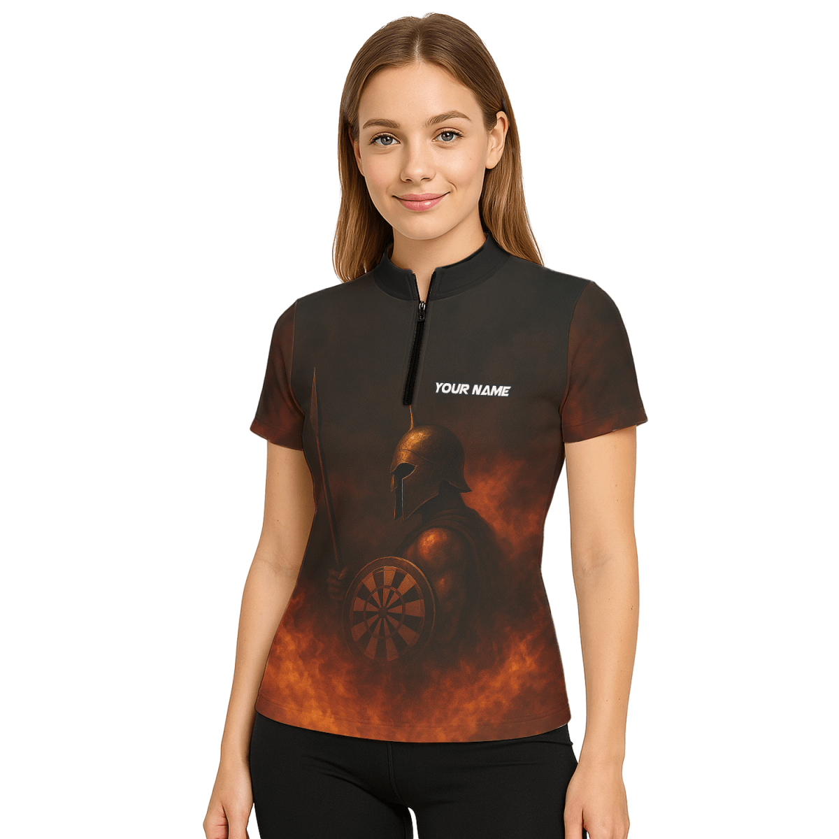 Personalisiertes Spartan Feuerpfeile Polo - Shirt Schwarz Rot Für Damen J3958 - Outfitsuche