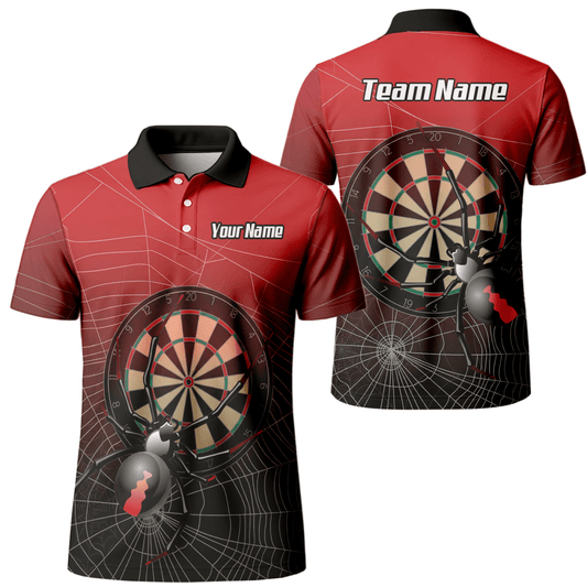 Personalisiertes Spinnennetz Dart - Trikot Polo mit Reißverschluss Rot Schwarz für Herren H0652 - Outfitsuche