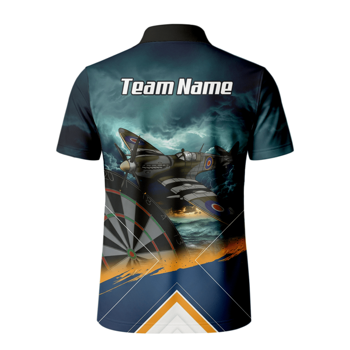 Personalisiertes Spitfire Jagdflugzeug Dart - Trikot Polo mit Reißverschluss für Herren – Marineblau – RAF - Thema N2791 - Outfitsuche