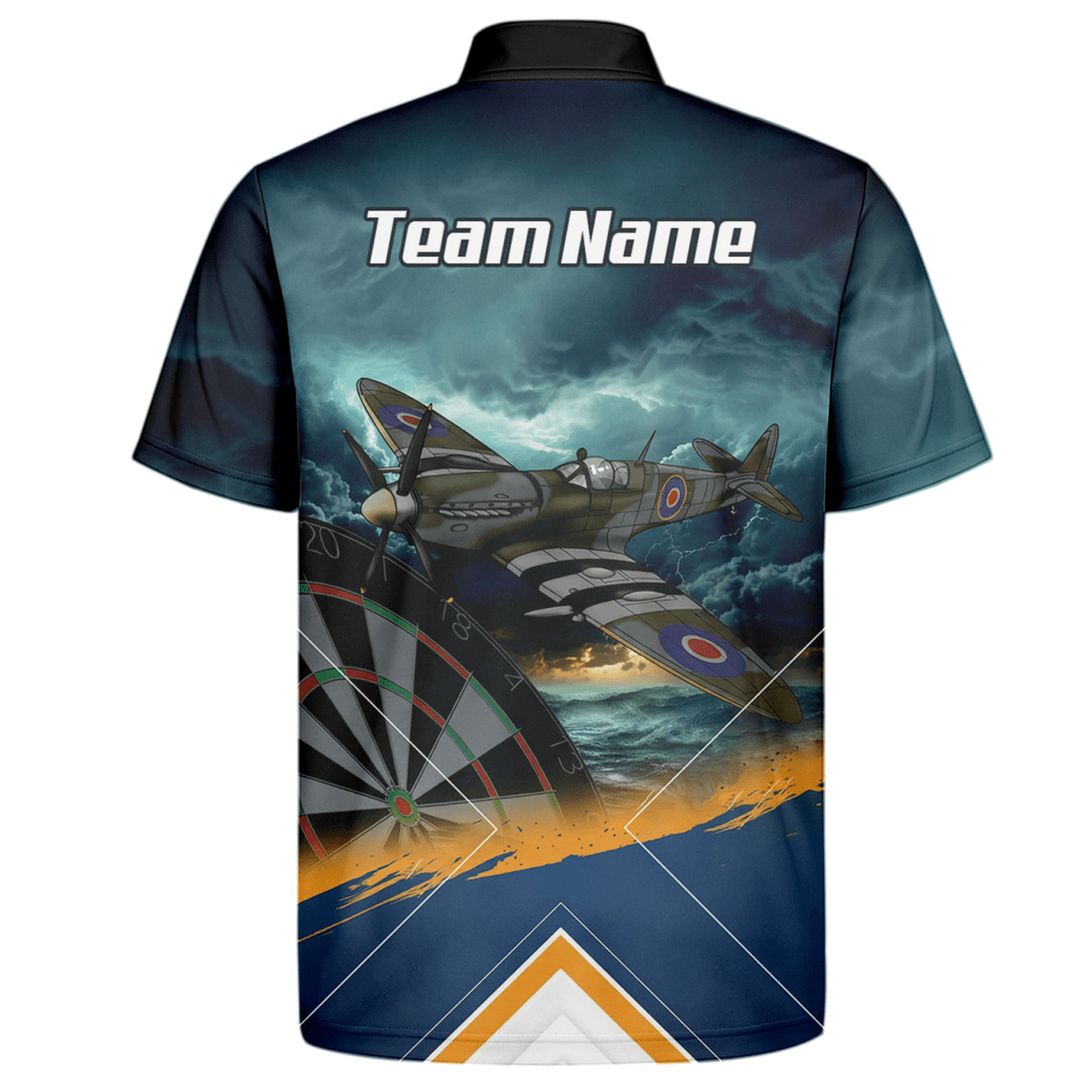 Personalisiertes Spitfire Jagdflugzeug Dart - Trikot Polo mit Reißverschluss für Herren – Marineblau – RAF - Thema N2791 - Outfitsuche