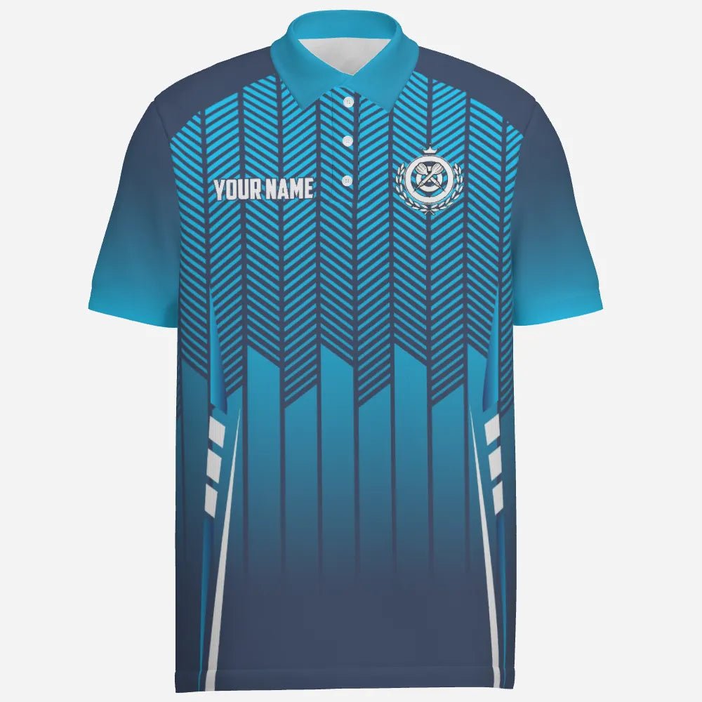 Personalisiertes Sport-Stil Herren Darts Polo Shirt mit coolem Verlauf in Blau, Darts Trikot für Männer R712 - Outfitsuche