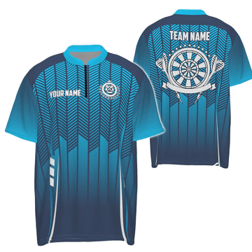 Personalisiertes Sportstyle-Blau-Verlauf-Darts-1/4-Zip-Shirt, cooles Darts-Trikot für Herren R712 - Outfitsuche