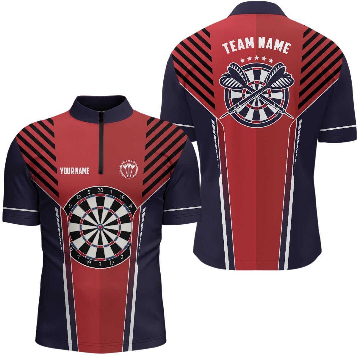 Personalisiertes Strike Rot Navy Sportliches Herren Darts Polo Shirt, cooles Darts Trikot für Männer X336 - Outfitsuche