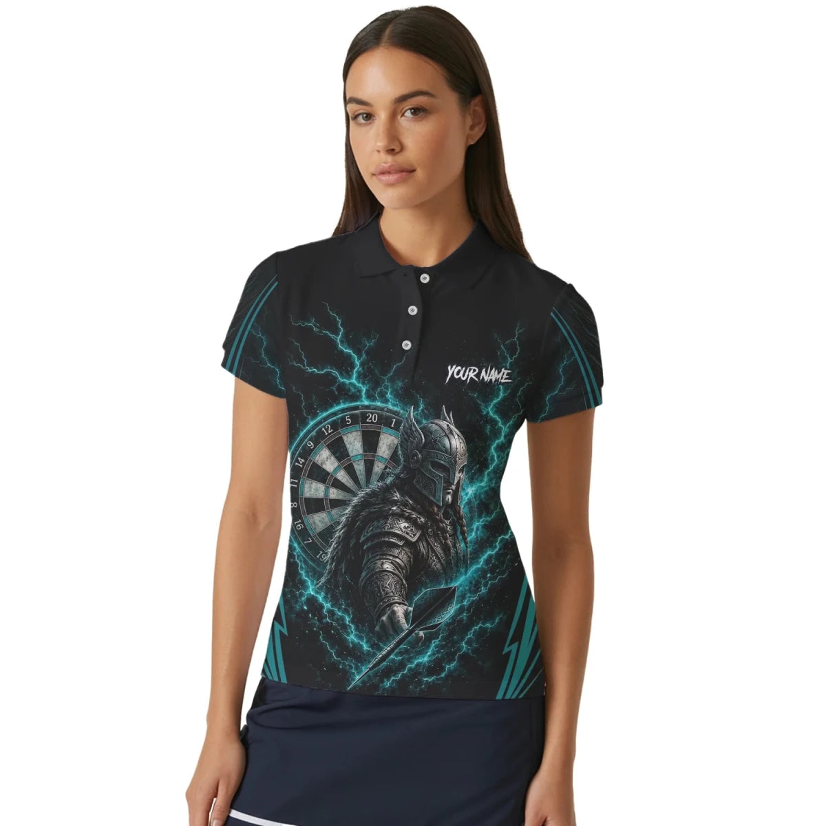 Personalisiertes Türkises Wikinger-Blitz Dart Poloshirt für Damen O328 - Outfitsuche