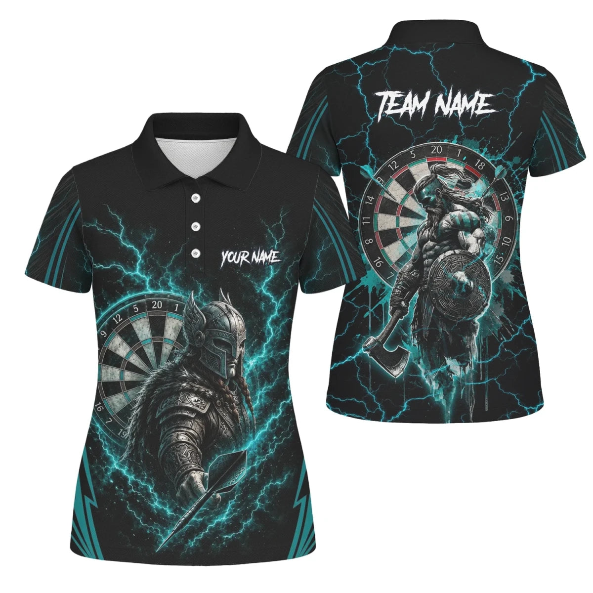 Personalisiertes Türkises Wikinger-Blitz Dart Poloshirt für Damen O328 - Outfitsuche