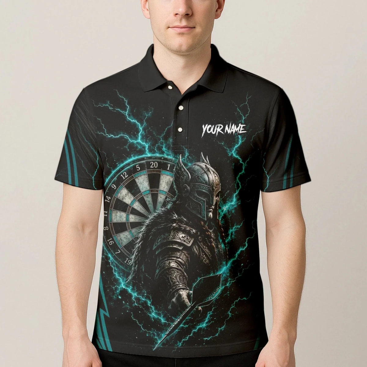Personalisiertes Türkises Wikinger-Blitz Dart Poloshirt für Herren O328 - Outfitsuche