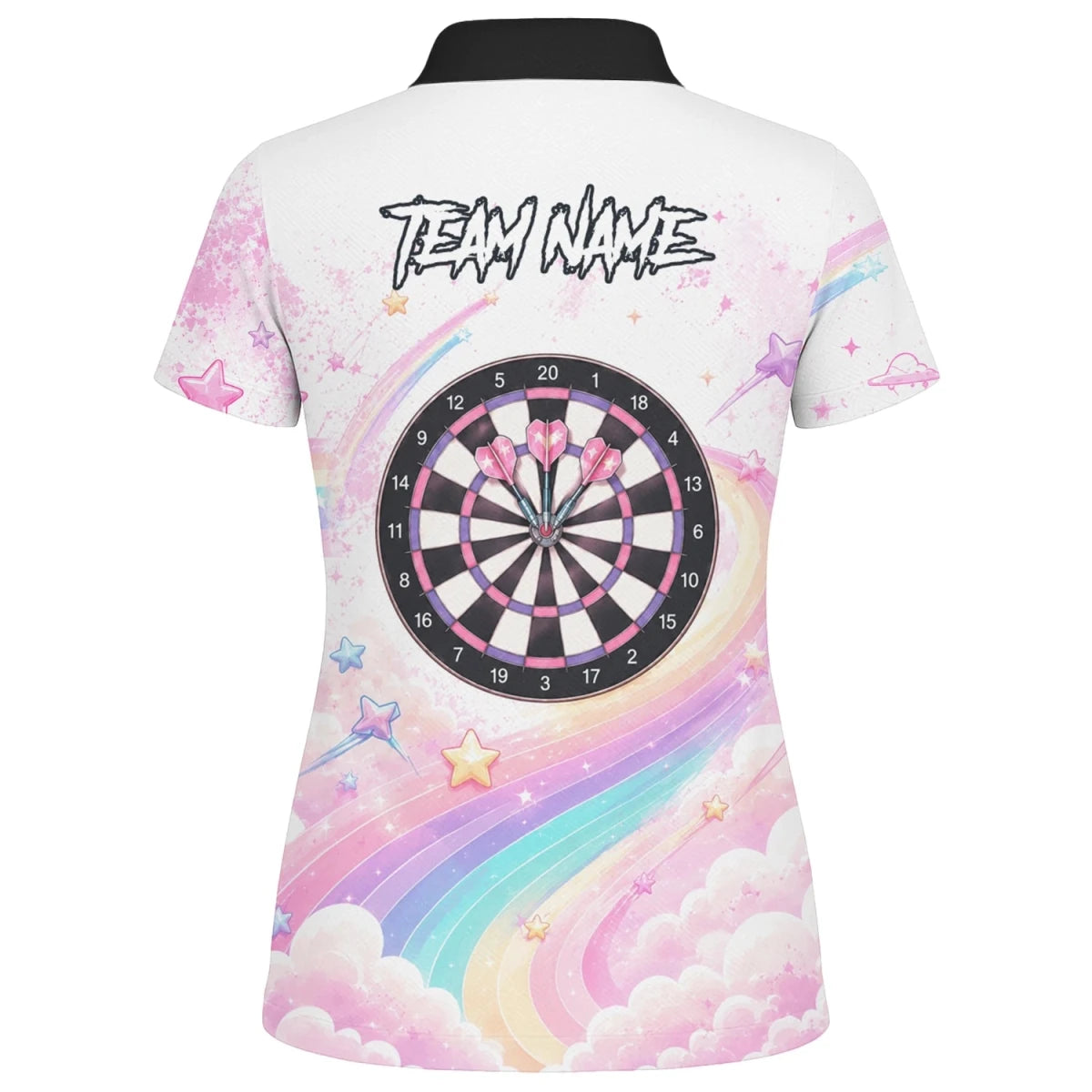 Personalisiertes Weiß-rosa Regenbogen-Einhorn-Dartshirt für Damen F188 - Outfitsuche