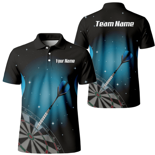 Personalisiertes Weltraum - Galaxie Dart - Trikot Poloshirt mit Reißverschluss Schwarz Blau für Herren I0195 - Outfitsuche