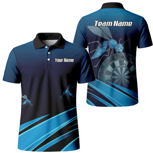 Personalisiertes Wespe Hornisse Dart Polo - Trikot mit Reißverschluss Blau Schwarz für Herren H2250 - Outfitsuche
