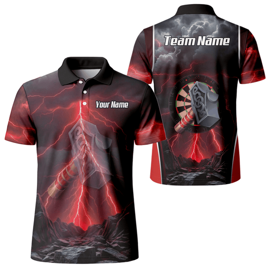 Personalisiertes Wikinger Thorshammer Dart - Trikot Rote Blitze Polo mit Reißverschluss für Herren L4649 - Outfitsuche