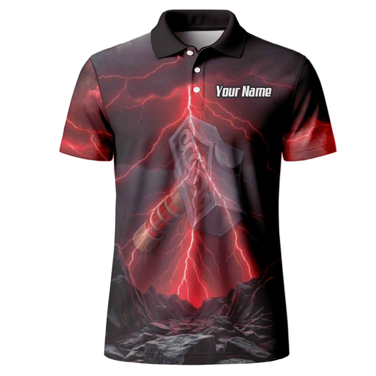 Personalisiertes Wikinger Thorshammer Dart - Trikot Rote Blitze Polo mit Reißverschluss für Herren L4649 - Outfitsuche