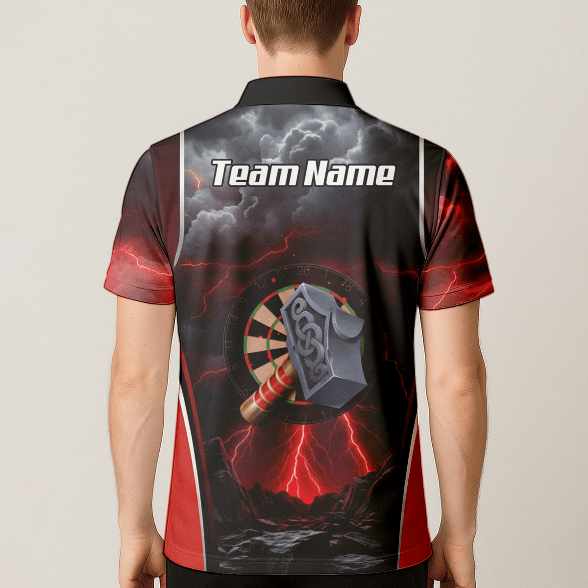 Personalisiertes Wikinger Thorshammer Dart - Trikot Rote Blitze Polo mit Reißverschluss für Herren L4649 - Outfitsuche